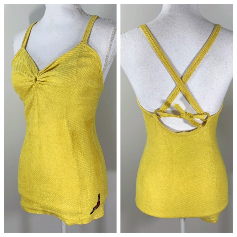 Vintage 30s Jantzen Yellow Swimsuit Tie Back